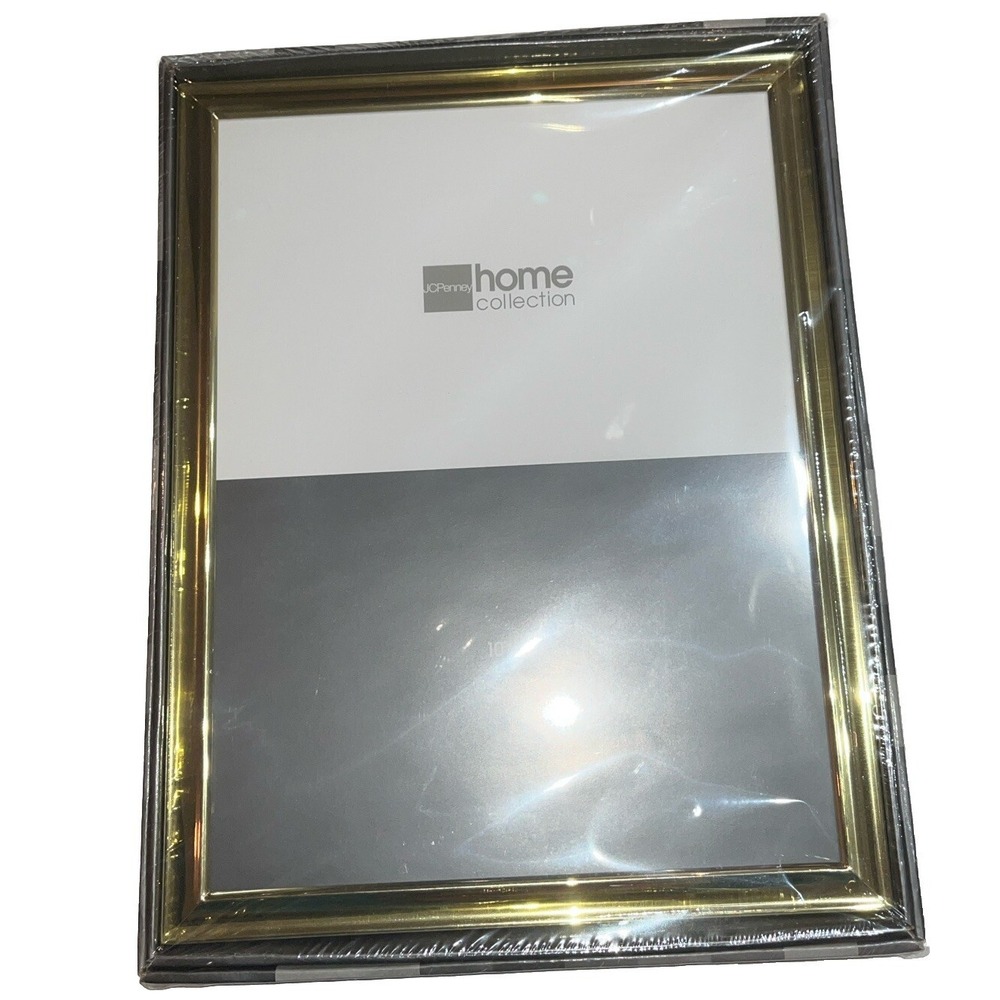 JC Penney Home Collection 10" X 13" Shiny GOLD PICTURE FRAME Photo DOCUMENT MAP